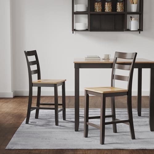 Signature Design by Ashley Gesthaven Counter Height Barstool, Set of 2, Adjustable Levelers, Solid Wood Frame, Natural/Brown