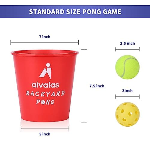 Aivalas Yard Pong Outdoor Games, Giant Yard Games Set with 12 Buckets and Balls for Adults and Family, Toss Game Throwing Games for Beach, Camping, Lawn and Backyard