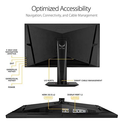 ASUS TUF Gaming 27" 2K HDR Gaming Monitor (VG27AQ) - QHD (2560 x 1440), 165Hz (Supports 144Hz), 1ms, Extreme Low Motion Blur, Speaker, G-SYNC Compatible, VESA Mountable, DisplayPort, HDMI,Black