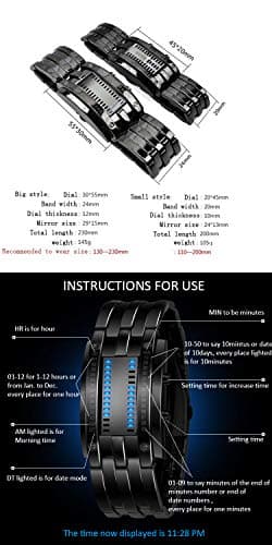 FANMIS Fashion Casual Binary LED Military Men's Sports Stainless Steel Quartz Rectangle Wrist Watch Silver