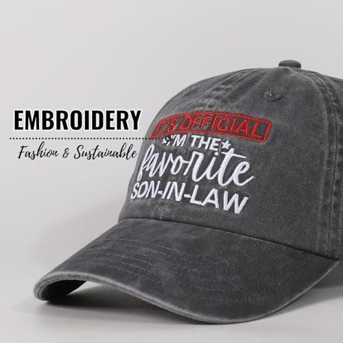 InnoBeta Son in Law Gifts Cap for Father's Day, Funny Adjustable Embroidered Hat Gifts for Birthday, Christmas, Gray, I'm The Favorite Son in Law