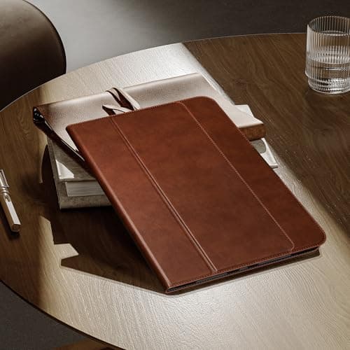 auaua Case for iPad Pro 11 Inch (M5/M4) 2025/2024, with Pencil Holder and Pocket, Multiple Angles Viewing, Magnetic Closure, Auto Sleep/Wake (Brown)