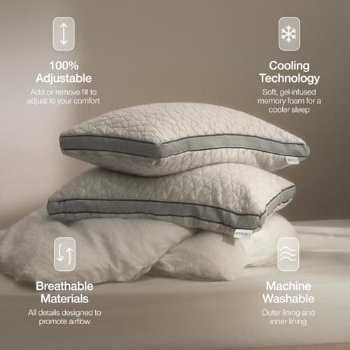 Coop Home Goods Eden Bed Pillow Queen Size for Sleeping on Back, Stomach and Side Sleeper- Medium Soft Memory Foam Cooling Gel - CertiPUR-US/GREENGUARD Gold B01LYU7V4S