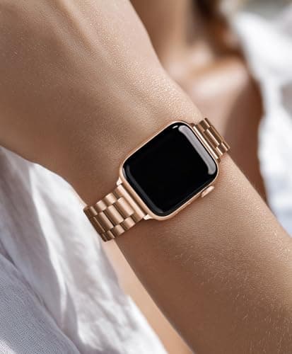Metal Band Compatible with Apple Watch Band 42mm(Series 11 10) 41mm(Series 9 8 7) 40mm(Series 6 5 4 SE3/2/1) 38mm(Series 3 2 1), Dressy Stainless Steel iWatch Strap for Women