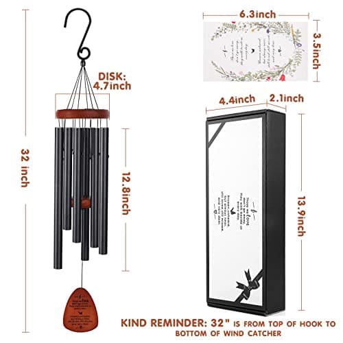 Memorial Wind Chimes for Outside, Sympathy Gift for Loss of Loved One Mom Dad, Ideal for Funeral, Remembrance & Bereavement, Outdoor Use