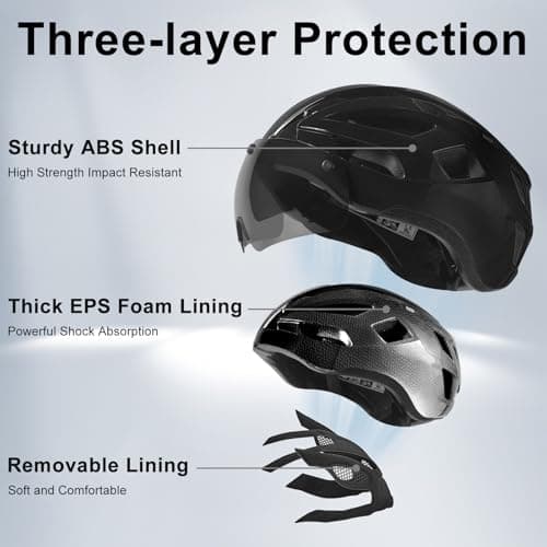 Bike Helmet Adult for Men, Lightweight Ebike Helmet with LED Light & Magnetic Goggles, USB Charging Cable Included, Cycling Helmet for Adult with Adjustable Dial Fit 22.8"- 24.4 "