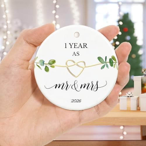 First Wedding Anniversary Gifts,1 Year Anniversary Paper Gifts for Couple,Her,Him,1 Year Anniversary Christmas Ornament First Anniversary Ornament, Gifts for 1st Anniversary Ornament 2026 B0C32PNWN6