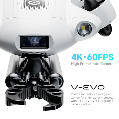 【2025 New】FIFISH V-EVO 4K60FPS Underwater Drone with Robotic Arm, with Removable SD Card, QYSEA AI Vision Lock 360° Omnidirectional Movement Underwater ROV with Depth Hold,330ft Dive