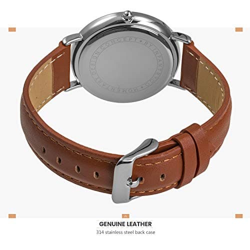 Infantry MDC Mens Minimalist Watch - 6.5mm Ultra Thin Business Casual Wrist Watches for Men,Big Face Analog Quartz Watch with Brown Leather Band, Professional Man's Gift