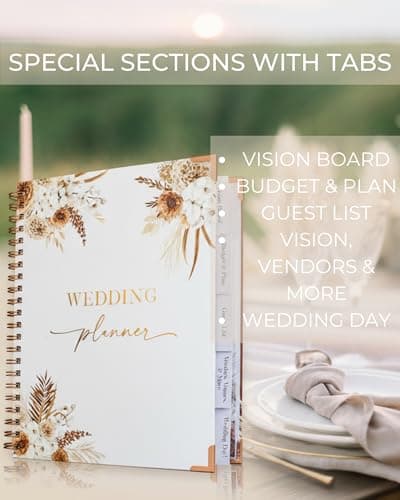 Beautiful Boho Wedding Planner Book and Organizer - Enhance Excitement and Makes Your Countdown Planning Easy - Unique Engagement Gift for Newly Engaged Couples, Future Brides and Grooms,9 X 11 inches