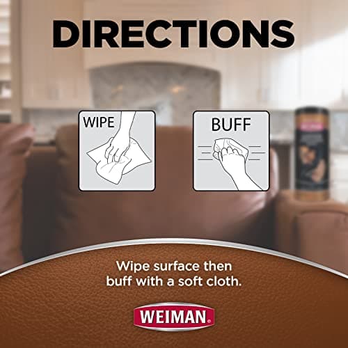 Weiman Leather Cleaner Wipes - Clean Condition UV Protection Help Prevent Cracking or Fading of Furniture, Car Interior, Couch, and Shoes, 2 Pack with Microfiber Cloth