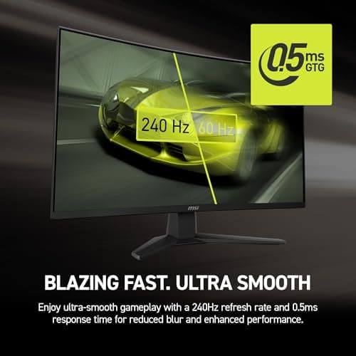 msi MAG 274CF X24 27-inch 1920 x 1080 (FHD) Gaming Monitor, 240Hz, FreeSync Premium, HDR Ready, HDMI, VGA Port, VESA Mountable, Tilt, 4-Side Slim Bezel, 0.5ms, Black