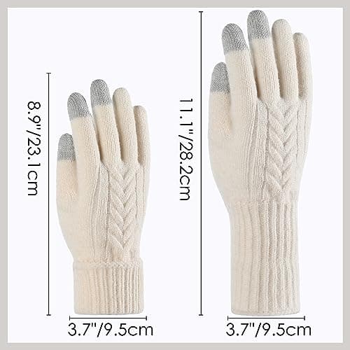 Achiou Women Winter Gloves, Touch Screen Texting Gloves, Elastic Soft Warm Knit Lined, One Size