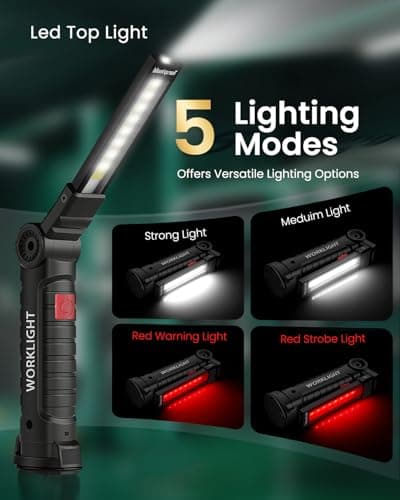 Coquimbo Christmas Stocking Stuffers White Elephant Gifts for Adults Men Him Dad, Rechargeable LED Work Light BBQ Grill Accessories Magnetic Flashlight, Mechanic Light Tools Mens Gifts (2 Pack Black)