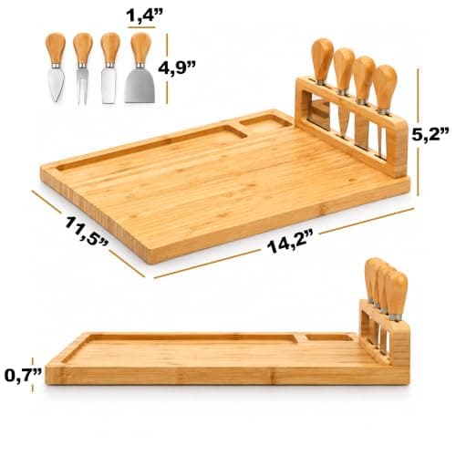 RoyalHouse Bamboo Cheese Board and Charcuterie Boards Set & Serving Tray for Meat, and Wine - Birthday Gifts for Women, Wedding Gifts for Couples 2025, Bridal Shower, Housewarming Gifts New Home