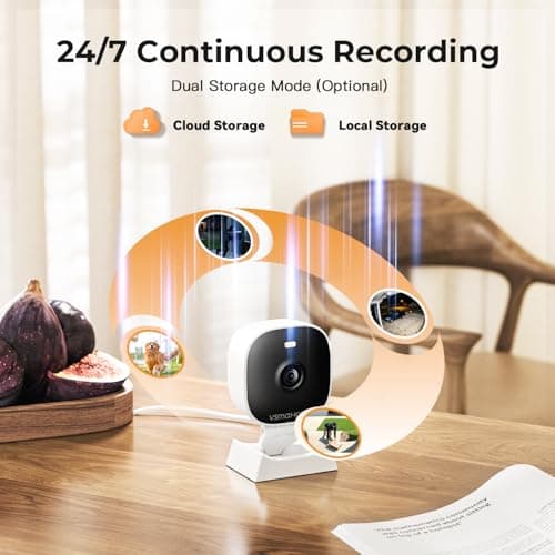 2K Cameras for Home Security,Indoor/Outdoor for Baby/Elder/Pet Monitoring with Phone app,Wired Plug&Play,Color Night Vision,2-Way Audio & 24/7 Recording,Support 128G Card ( Not Included),2-Pack
