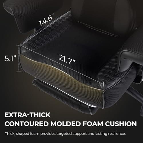 Dowinx Big and Tall Office Chair with Massage Lumbar Support,Executive Office Chair with Wide Thick Seat Cushion and Adjustable Armrest,Mesh Computer Gaming Chairs with Footrest,Black