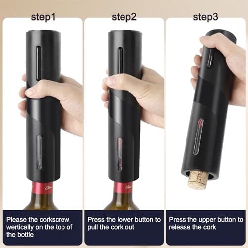 Electric Wine Opener Set by ELMWAY - Rechargeable Wine Bottle Opener & Corkscrew with Foil Cutter / 4 x Vacuum Stoppers/Premium Wine Aerator Pourer, Ideal Wine Gifts for Wine Lovers - Black