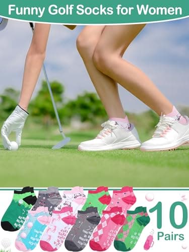 10 Pairs Novelty Golf Socks for Women Christmas Athletic Ankle Low Cut Golf No Show Socks for Female Golfers Birthday Holiday Gifts
