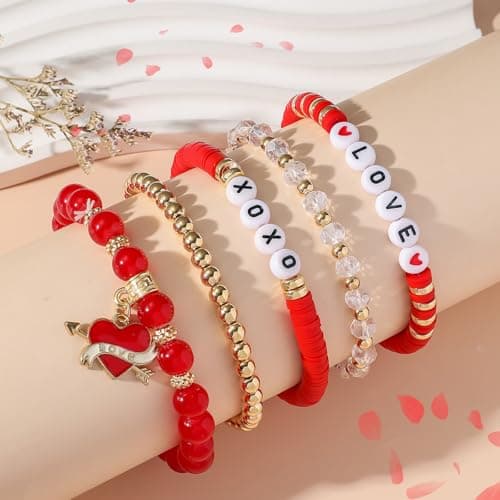 Valentines Gifts For Her - Love Heart Bracelets for Girlfriend, Lover, Best Friends, Wife, Women