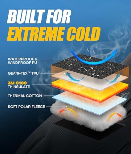 UMEWARM Winter Gloves Men Women Made with 3M Thinsalute, -20°F GEANI-TEX™ Waterproof Ski Gloves for Cold Weather, 5-Layer Thermal Snow Gloves, 10 Touchscreen Fingers Snowboard gloves for Cycling, Hiking