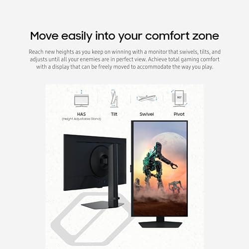 SAMSUNG 32-Inch Odyssey G50D Series QHD Fast IPS G-Sync Compatible Gaming Monitor, 1ms, VESA DisplayHDR 400, 180Hz, AMD FreeSync, Adjustable Stand, Eye Saver Mode, LS32DG502ENXZA, 2024