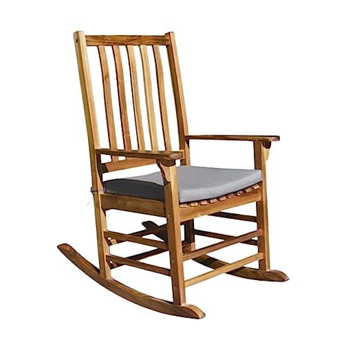 Patio Wise Acacia Wood Rocker Chair, Indoor/Outdoor Wooden Rocking Chairs, Porch, Deck, Patio, & Balcony Furniture, 26 -Inches Long x 35 ½ -Inches Wide x 44 ½ -Inches High, Teak