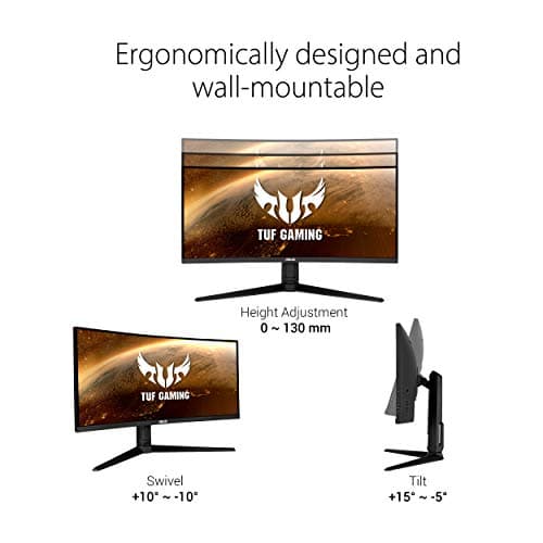 ASUS VG34VQL1B TUF 34 Inch Curved Gaming Monitor - WQHD (3440x1440), 165Hz, 1ms, Extreme Low Motion Blur, FreeSync Premium, Eye Care, Height Adjustable, DisplayHDR 400, DisplayPort, HDMI, USB