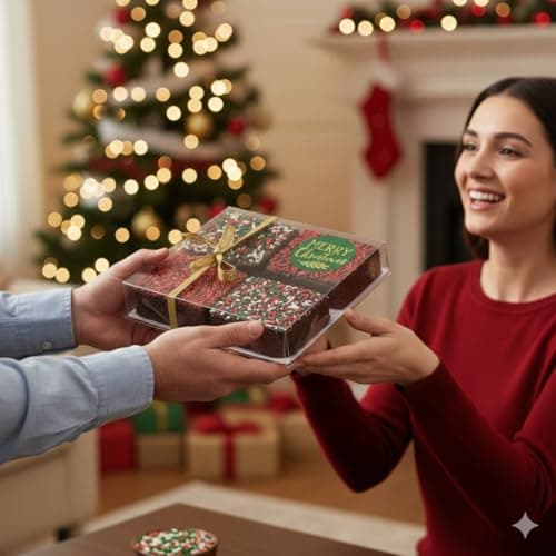 Christmas Gift Basket Chocolate Brownies Food Gift Individually Wrapped For Men Women Package | Nut Free | Kosher
