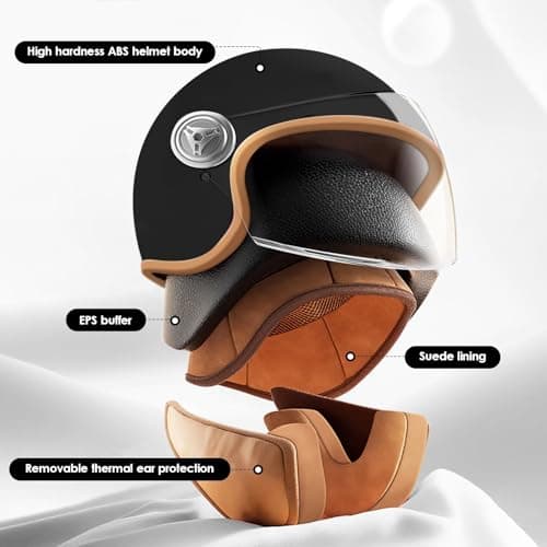 DOT Approved Kids 3/4 Open Face Motorcycle Helmet, Retro Vintage Lightweight Helmets, for Boys & Girls 3-15 Years Old Electric Scooter Helmet Fits Dirt Bike Moped ATV Go Kart 4 Wheeler