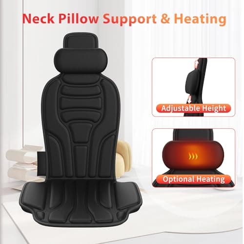 Back Massager with Heat,Vibration Massage Chair Pad with 5 Massage Modes & Adjustable Heat Levels, Memory Foam Back Massager Cushion for Office Chair, or Home Use,Midnight