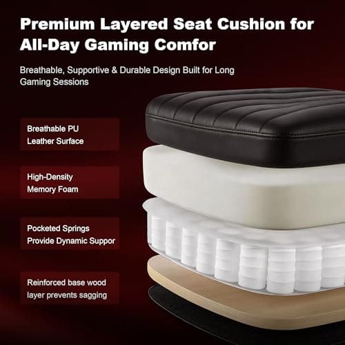 Ergonomic Gaming Chair for Adults, Reclining Computer Office Desk Chair with Footrest, Pocket Spring Cushion,Linkage Armrests, Lumbar Support & Headrest, Heavy-Duty Enlarged Metal Base,Red