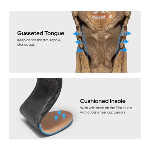 NORTIV 8 Men's Breathable Tactical Military Work Boots Side Zipper Leather Lightweight Hiking Motorcycle Combat Boots 8 Inches Peakforce