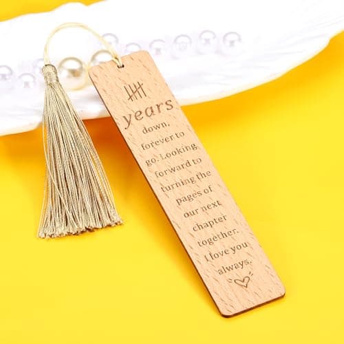 5 Year Anniversary Wood Gift for Him Her, Wooden Bookmark 5th Anniversary Wooden Gifts for Wife Husband, 5 Year Marriage Gifts Anniversary for Couple, Fifth Anniversary Valentines Gifts for Women Men