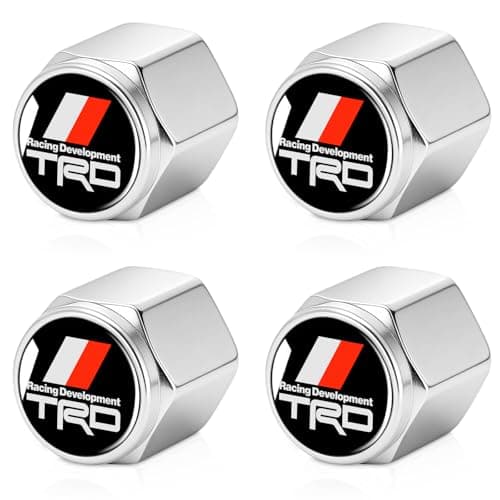 Tire Valve Stem Cap Cover Compatible for Toyota TRD Tundra 4Runner Trucks Series Belt O-Ring Seal tire Valve caps Silver 4 Pcs