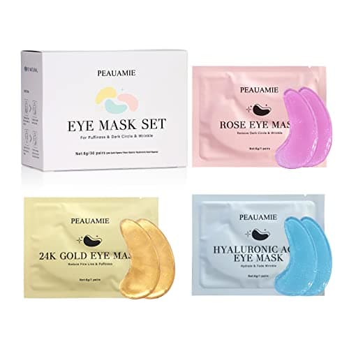 PEAUAMIE Under Eye Patches Gold and Hyaluronic Acid for puffy eyes,Rose Eye Masks for Dark Circles and Puffiness skin care Smooth Wrinkles products 30 Pairs B0BS8Y2FLK