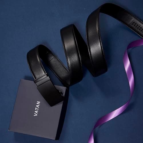 VATAN Men's Belt Leather Ratchet Belt for Men Dress Casual Every Day with Adjustable Buckle, Trim to Fit