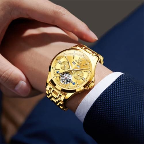 OLEVS Automatic Watches for Men Luxury Skeleton Multi-Function Mechanical Watch Self Winding Date Waterproof Luminous Mens Watch