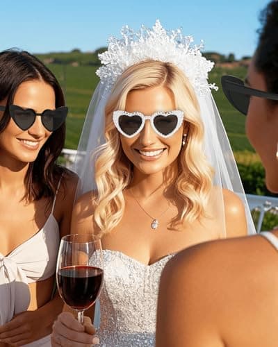 Bride Sunglasses, Bachelorette Sunglasses, Bridal Party, Bachelorette Gifts for Bridesmaids, Bridal Shower Proposal Gifts Bride to Be Heart Sunglasses Bachelorette Party Favors, 8 Pack B0FKBR7994