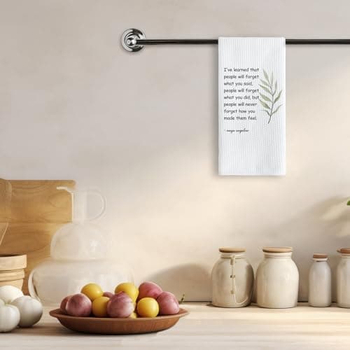 TNUW Hostess Gifts Kitchen Towels - Hostess Gifts for Women,Inspirational Quote Soft and Absorbent Kitchen Tea Dish Hand Towels 16″×24″(White)