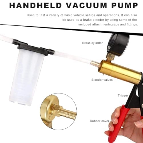 YTFRL Hand Held Vacuum Pump Brake Bleeder Kit, Brake Clutch Fluid Bleeder Vacuum Pump Pressure Tester with Gauge Adapters, Automotive Brake Fluid Bleeding Set with Protected Case