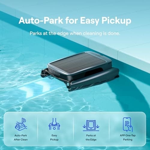 Beatbot iSkim Cordless Robotic Pool Skimmer with 9L Filter Basket, 24/7 Cleaning Solar Powered, 10000mAh Battery, 28-Hour Runtime, Auto Return, Smart Obstacle Avoidance, APP Control -Navy Blue