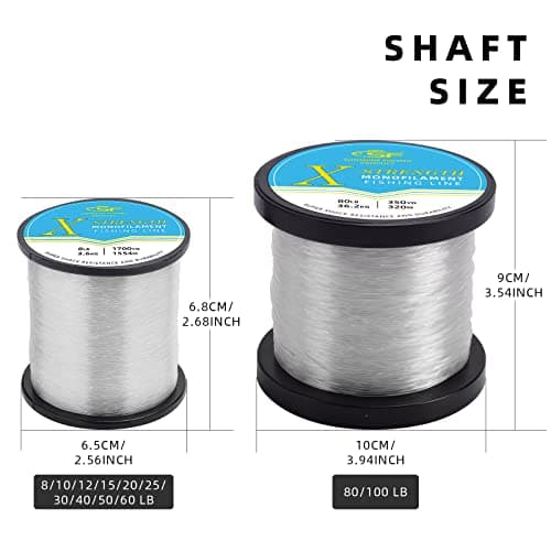 SF Monofilament Fishing Line Premium Spool X-Strong Mono Nylon Material Leader Line for Saltwater Freshwater 8/10/12/15/20/25/30/40/50/60/80/100LB