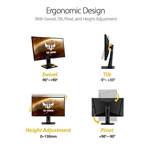 ASUS TUF Gaming 27" 2K HDR Gaming Monitor (VG27AQ) - QHD (2560 x 1440), 165Hz (Supports 144Hz), 1ms, Extreme Low Motion Blur, Speaker, G-SYNC Compatible, VESA Mountable, DisplayPort, HDMI,Black
