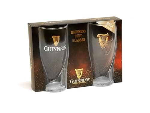 Guinness 20oz Beer Glasses Twin Pack | Certified Official Merchandise | Ideal gift for Beer Lovers