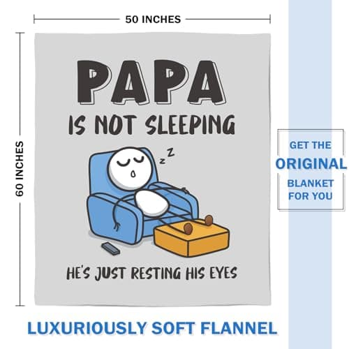 om Daughter Son Grandkids, Birthday Gifts for Papas Dad Grandpa, Flannel Throw for Couch and Naps, 60‘’ x 50‘’ (Gray) Funny Papa Gifts, Papa is Not Sleeping Blanket Gift B0FD9JGRJ3