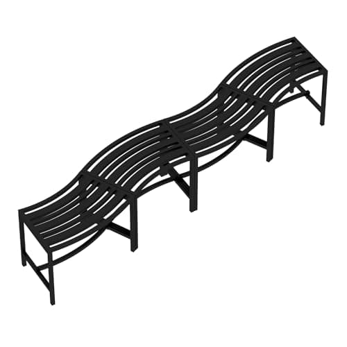 Timechee Metal Outdoor Curved Fire Pit Bench Set of 4, Fire Pit Seating Waterproof, Steel Backless Outside Tree Bench for Garden,Patio,Porch,Backyard,Heavy Duty Plant Holder, Style 3, Black