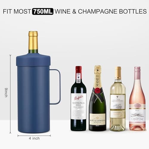 MAXSO Wine Chiller Bucket, Portable 750 ml Champagne & Wine Bottle Cooler Keep Wine & Beverages Cold, Stainless Steel Vacuum Insulated Wine Gifts for Wine Lovers - Black
