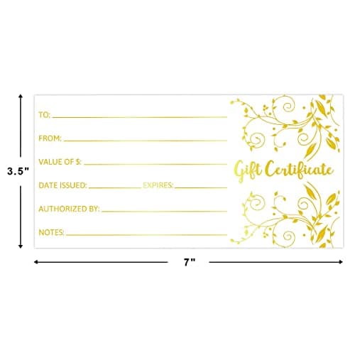 Fancy Land Blank Gift Certificates 25pcs Gold Foil Certificate Cards with Envelopes for Business Salon Spa Restaurants Vouchers for Christmas Holiday