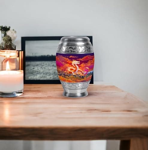 Orange Dragon Keepsake Funeral Urns for Adult Ashes Men, Purple Memorials & Funerary Urn for Ashes, Burial Gift for Loss of Husband, Decorative Cremains Ash Holder, 3 Inch B0FFZ9LZG6